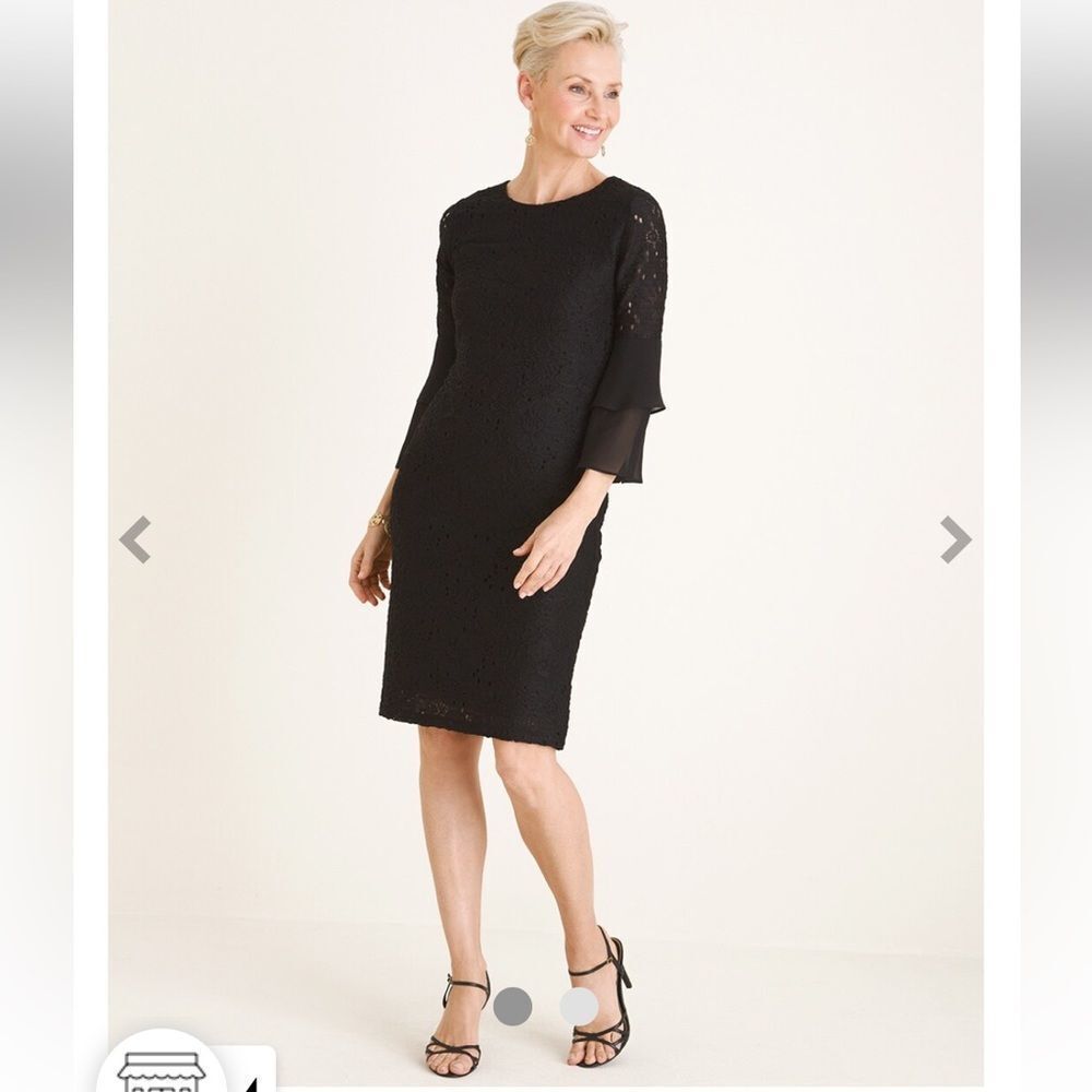 Chico’s black Lace Ruffle-Sleeve Dress Size 00 (XS-2)
